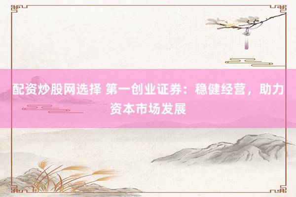 配资炒股网选择 第一创业证券：稳健经营，助力资本市场发展