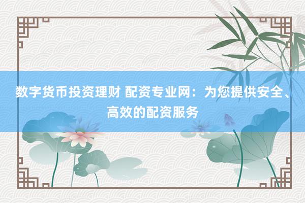 数字货币投资理财 配资专业网：为您提供安全、高效的配资服务