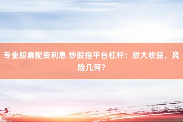 专业股票配资利息 炒股指平台杠杆：放大收益，风险几何？