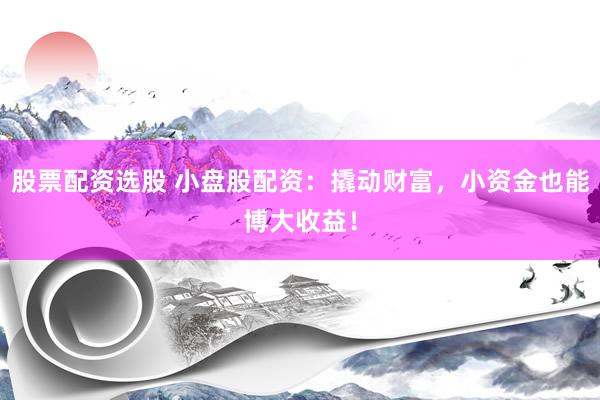 股票配资选股 小盘股配资：撬动财富，小资金也能博大收益！