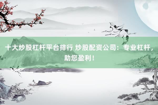 十大炒股杠杆平台排行 炒股配资公司：专业杠杆，助您盈利！