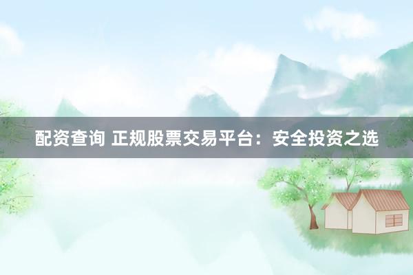 配资查询 正规股票交易平台：安全投资之选