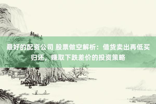 最好的配资公司 股票做空解析：借货卖出再低买归还，赚取下跌差价的投资策略