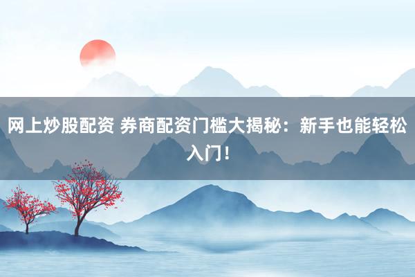 网上炒股配资 券商配资门槛大揭秘：新手也能轻松入门！