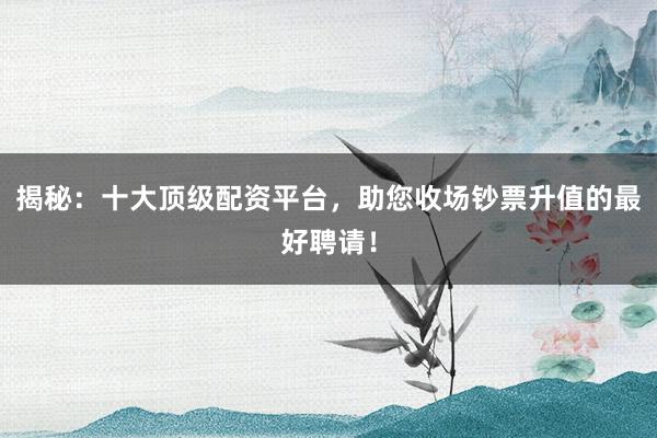揭秘:十大顶级配资平台,助您收场钞票升值的最好聘请!