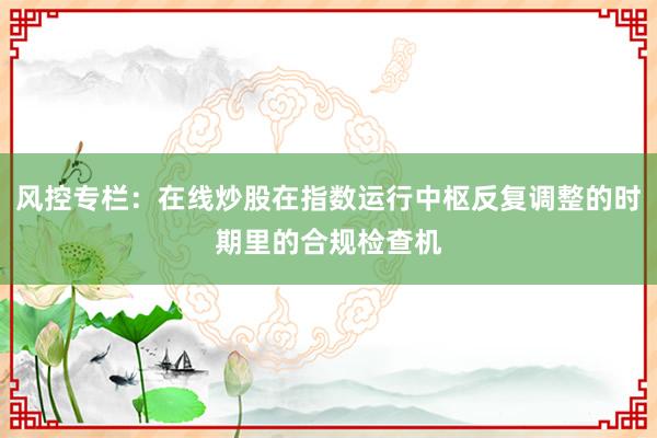 风控专栏：在线炒股在指数运行中枢反复调整的时期里的合规检查机