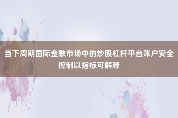 当下周期国际金融市场中的炒股杠杆平台账户安全控制以指标可解释