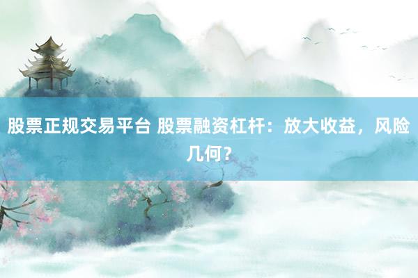 股票正规交易平台 股票融资杠杆：放大收益，风险几何？