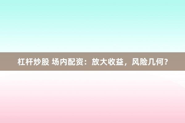 杠杆炒股 场内配资：放大收益，风险几何？