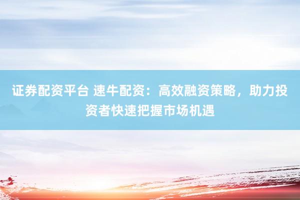 证券配资平台 速牛配资：高效融资策略，助力投资者快速把握市场机遇